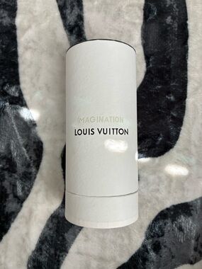Louis Vuitton White Cylindrical Imagination Box with Gold Lettering